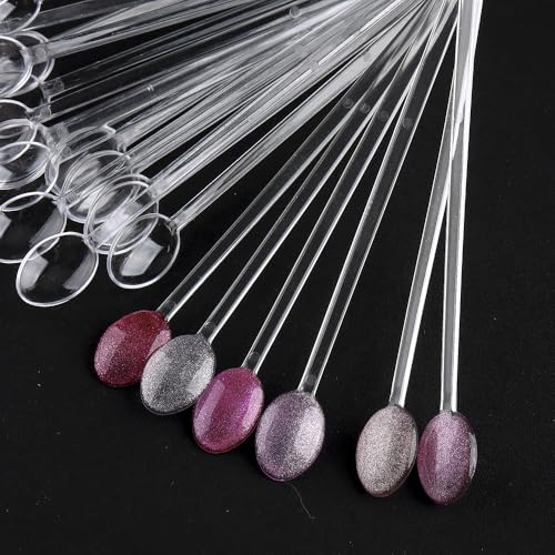 150 Pcs Nail Swatch Sticks with Ring, Clear Spoon Shaped Nail Art Polish Color Display Practice Tips, Acrylic False Nail Sample Sticks Painting Display DIY & Salon Use Beginner Supplies - color: Clear Spoon Shaped