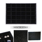 Wudygirl Velevt Stackable 30 Grid Jewelry Tray Display Rings Bracelet Earring Necklace Jewelry Tray Showcase Display Organizer (30 Grid) - color: Black 30 Grid, size: 1 Pcs
