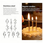 Reusable Stainless Steel Number Candle Holder Set for Birthday Cakes