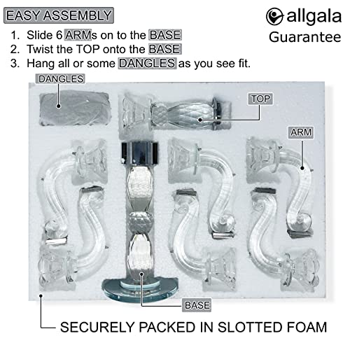 allgala Crystal Candle Holder - 7-Arm 14 Inch Crystal Taper Candlestick Candelabra - Centerpiece for Home Wedding Event and Party Festival - size: 7 Arm