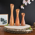 OLEEK wooden taper candle holders - wood taper candle holders for Table Centerpiece - wood candlestick holders (9", 8", 6") - wooden candlestick holder for 7/8" candle stick candlesticks holders woods - size: 9"+7.5"+5.5" H