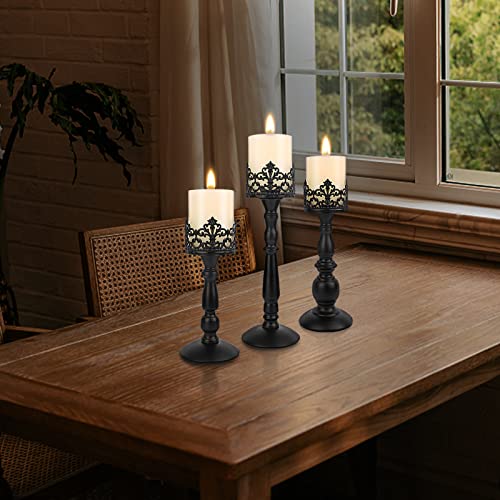 Black Vintage Candle Holder for Table Centerpiece Gothic Candle Stand Set - color: Black