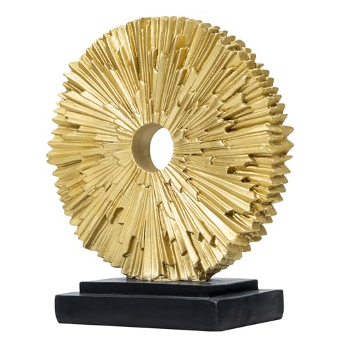 Abstract Statue for Home Decor,Office Desk Sculpture for Men,Creative Round Line Ornament for Bookshelf,Modern Decorative Sculpture,Bedroom,Livngroom,Table(Gold) - color: Gold, size: Round Statue