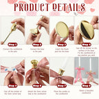 JarThenaAMCS 6Pcs Candle Stick Holders with Candles Satin Ribbon Bows Gold Metal Taper Candle Holders for Bride Shower Wedding Party Fireplace Table Centerpiece Decor
