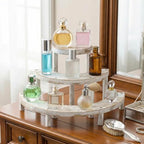 MyGift 3 Tier Wooden Display Riser Stand, Cupcake Stand & Perfume Organizer, Rustic Whitewashed Tiered Display Shelf for Desserts, Nail Polish, Makeup, Plants & Collectibles - color: Whitewashed