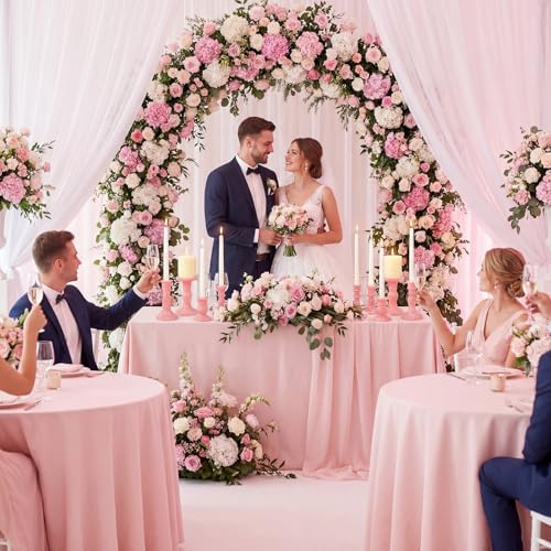 Mumufy 10 Pcs Glass Crystal Taper Candle Holders Clear Glass Candlestick Holder Fit 0.8 Inch Candles Crystal Decorative Candle Stand Centerpiece Table Wedding Dining Party (Classic,Cream Pink) - color: Cream Pink