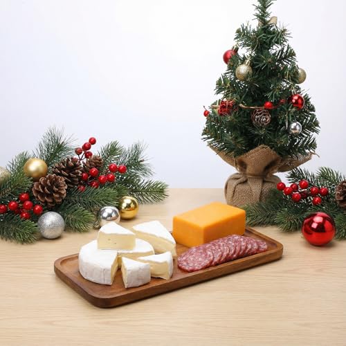 Nogeqi 1 Pack Wood Serving Tray Platter, Rectangle Small Wooden Tray for Food, Solid Acacia Small Charcuterie Boards for Dessert Snack Cheese Appetizers for Home Decor and Parties (11.42x4.13 Inches)