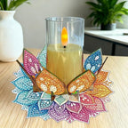 DIY Diamond Art Painting Candlestick Holders 5.71in Mandala Flower Shape Desk Candle Tray Tabletop Ornaments for Wedding Ramadan Party Home Table Centerpiece-Mandala03 - color: Mandala03