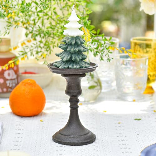 Sungmor Rustic Cast Iron Pillar Candle Holder, 5.9" Tall Vintage Candlestick Holders, Table Centerpiece Metal Candle Holder, Farmhouse Candle Stand for Fireplace Shelf Home Decor - color: Small - 5.9inch Tall