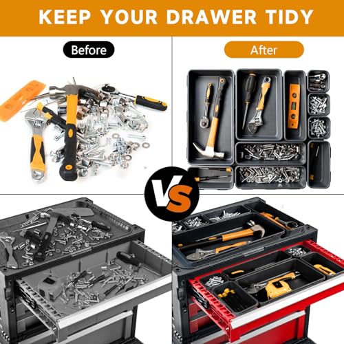 [60 PCS Upgraded] FLYVOLE Tool Box Organizer Tray, Toolbox Desk Drawer Organizer, Tool Box Tray, Toolbox Organization Storage for Rolling Tool Chest (60 PCS) - color: 60 PCS