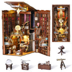 MiniCity DIY Book Nook Kit for Adults, 3D Wooden Puzzle Bookend Bookshelf Insert Decor with LED Light and Dust Cover (Beyond Library) - style: Beyond Library