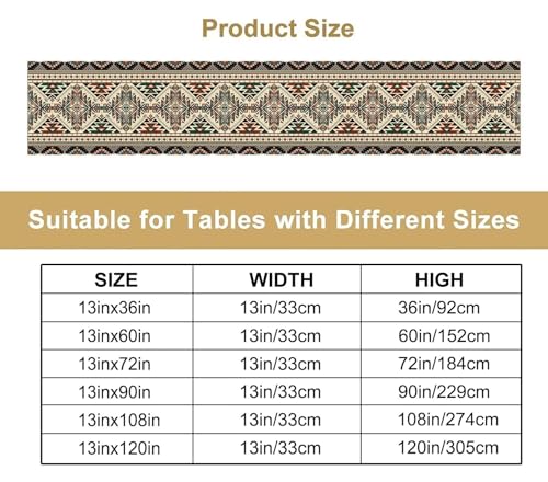 Vintage Tribal Geometric Table Runner Aztec Southwestern Farmhouse Kitchen Dining Table Decoration for Home Party Decor Aztec Table Runners 13x36in - color: Beige-black-2, size: 13x36in