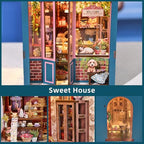 Book Nook Kit, Book Nook Kits for Adults DIY Booknook Model Build, DIY 3D Wooden Puzzle Bookend Booknook Bookshelf Insert Miniature Dollhouse Kit for Home Decoration - style: Sweet House