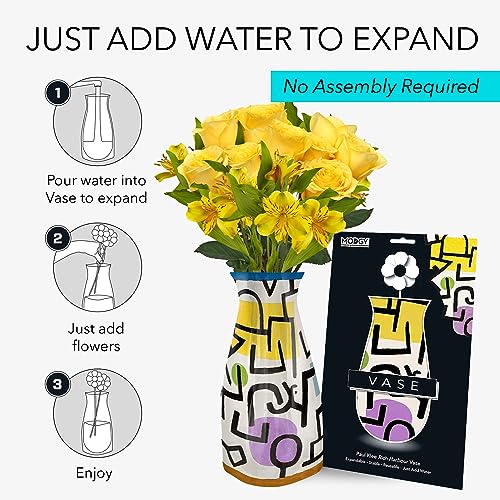 MODGY Collapsible and Expandable Flower Vase Plastic Decorative Modern Centerpieces Dining Table Decor Living Room Bathroom Wedding Office, Paul Klee Rich Harbour - style: Paul Klee Rich Harbour