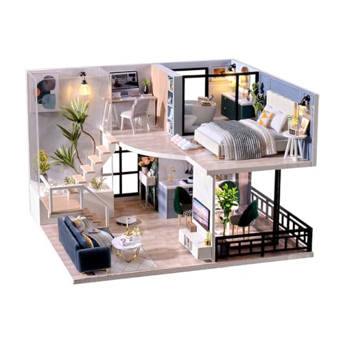 Fsolis DIY Miniature Dollhouse Kit - Tiny House Modern Mini Scene Kit 3D Puzzles for Adults and Teenagers, Gifts for Women Teenagers Craft Lovers (Cozy Time) - style: Cozy Time