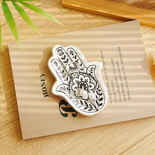 Gifts For Women Hand Ceramic Jewelry Dish Tray, Vanity Ring Dish Ceramic Jewlery Trays Trinket Ring Holder,Room Decor Aesthetic,Decorative Vanity Key Tray (Hand) - style: Hand