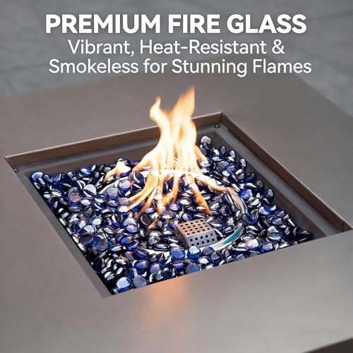 Mr. Fireglass 10 Pound Fire Glass Beads, 1/2" Reflective Round Fire Glass Drops for Propane & Natural Gas Fire Pits, Smokeless Fireplace Glass Rock for Outdoor Patio & Landscape, Royal Cobalt Blue - color: Cobalt Blue, size: 1/2 inch, 10 Pounds