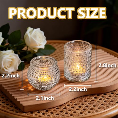 Rubtlamp 24 Pack Votive Candle Holder, Clear Glass Tea Light Candle Holders, Vintage Candle Holder for Floating Candle, Tealight Candle Holders for Centerpiece Wedding Decor Home Decoration - color: Clear