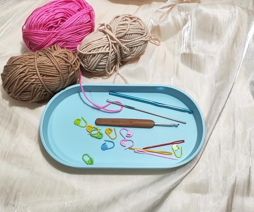 Blue Small Tray (10 inch), Oval Tray for Kitchen Counter, Bathtub Bathroom Vanity Items, Countertop Organizer, Coffee Accessory, Bar, Serving Seasoning, Salt and Pepper, Soap, Perfume. - color: Blue, size: 10.2" x 5.5" x 1.1"