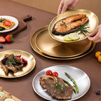 Stainless Steel Plates Set of 2 Metal Dishes Dinner Tray 5.5 Inch for Snack,Nut, candy,Camping Plate, Shatterproof Dishwasher Safe - size: Silver 5.5 Inch