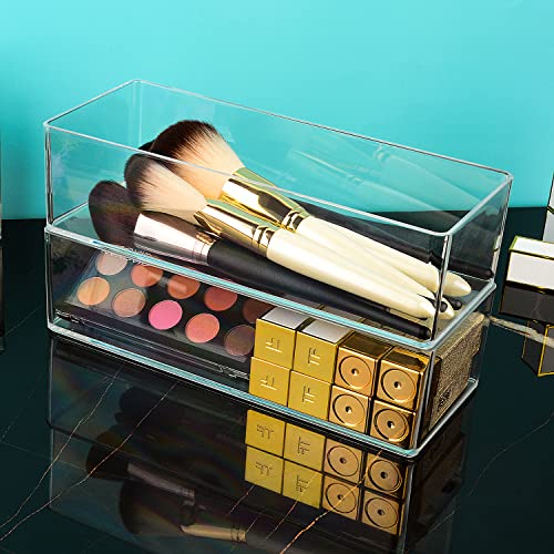 JessLab Acrylic Organizer, 2PK Cube Sections Makeup Organizer for Drawer, Makeup Organizer for Vanity, Countertop, Bathroom, Kitchen and Cabinet Storage(1+1 Compartment) - style: 1+1 Compartment