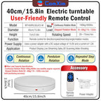 15.8In Remote Motorized Electric Turntable Rotating Display Stand Rotating Platform Photography Turntable motorized lazy susan base giratoria para for Photography,3D Scanner,(Load Range:132~400lbs) - size: 15.8inch/White/400Lbs Load