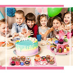 Zopeal 7 Pcs Dessert Table Display Set 3-Tier Cupcake Stand 1-Tier Cup Cake Display Tower Platters and Serving Trays Cardboard Cake Cookie Holders for Wedding Birthday Party Baby Shower(Pink) - color: Pink