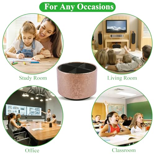 lizimandu Round Leather Art Supply Organizer,Remote Control Holder,360 Degree Spinning,Multi-Functional Pencil Holder,4 Compartments Desktop Stationary Organizer(1-Liuli Cooper) - color: 1-Liuli Cooper