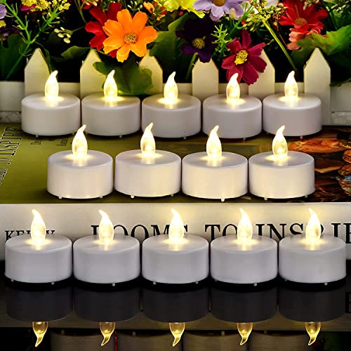 Hanzim LED Tea Lights Candles- 50PACK Flameless Candles Realistic and Bright Flickering Long Lasting 200Hours for Holiday Celebration,Party, Home Decoration Warm White,Battery Operated - color: Warm White, size: 50pack