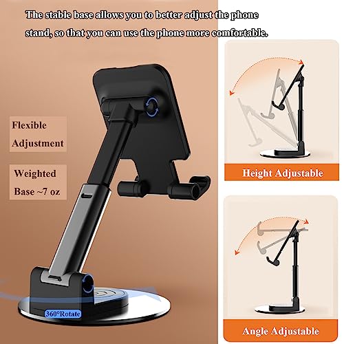Meetuo Rotatable Cell Phone Stand for Desk, Height Angle Adjustable Phone Holder Portable Phone Stand Compatible for Most Smartphones iPhone 14, Pro, Pro Max, 13 12 X XS