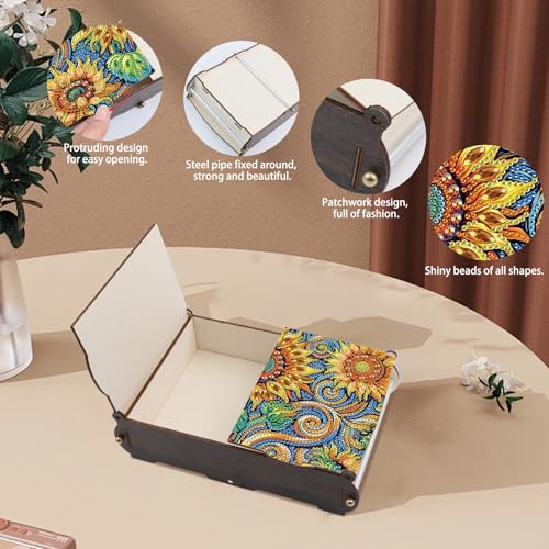 Tontut Diamond Painting kit Storage Box, Sunflower DIY Multifunctional Handmade Storage Box, Suitable for Home Holiday Gifts - color: Sunflower