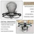 Mrlikale Skull Glasses Stand, Creative Eyeglasses Display Rack, Sunglasses Spectacle Holder, Key Holder Resin Sculptures for Entryway, Home, Office, Desk, Nightstand (Silver) - color: Silver