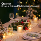 Glasseam Glass Cylinder Vases for Centerpieces: Clear Ribbed Flower Vases for Pillar Candle - 6Pcs Modern Hurricane Floating Candle Holder for Table Wedding Centerpieces Living Room Decorations
