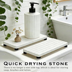 2PCS Stone Drying Tray, Water Absorbing Stone Tray for Sinks, Neat Diatomite Sink Trays, Fast Drying Kitchen Sponge Hand Soap Holder, Instant Dry Sink Coasters Used for Bathroom Counter -White - color: 2pcs White 5stripes