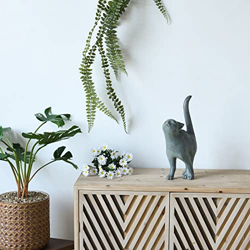 Newman House Studio Garden-Statues Cat-Figurines Home Garden Decor - Farmhouse Backyard Polyresin Kitten 7.6L x 4W x 14.5H inch - color: Single Cat