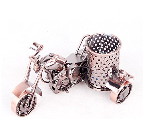 Trebisky Metal Sculpture - Retro Classic Handmade Iron Motorcycle Unique Metal Art Decor - Home décor (5.5" L,3" H, Copper Pen Cup) - color: Copper Pen Cup