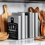 Peacoblue Metal Bookends for Shelves, Modern Decorative Heavy Duty Study Book Support Stoppers for Office, Desk, Shelf, Room 5.3"x4.3"x7.9" Cast Iron Simple Tall Bookends, 1 Pair (Cutting Board) - style: Cutting Board