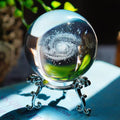 H&D HYALINE & DORA 2.36Inch/60MM Engraved 3D Galaxy Ball Paperweight Crystal Display Globe Full Sphere Glass Paperweight Fengshui with Metal Stand - color: 60mm Galaxy