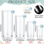 Set of 16 Pcs Glass Cylinder Vases for Centerpieces with 24 Pcs White Floating Candles for Centerpieces Glass Candle Holder for Table Shelf Wedding Party Home Decor (4"+6"+8"+10") - size: 16 SET
