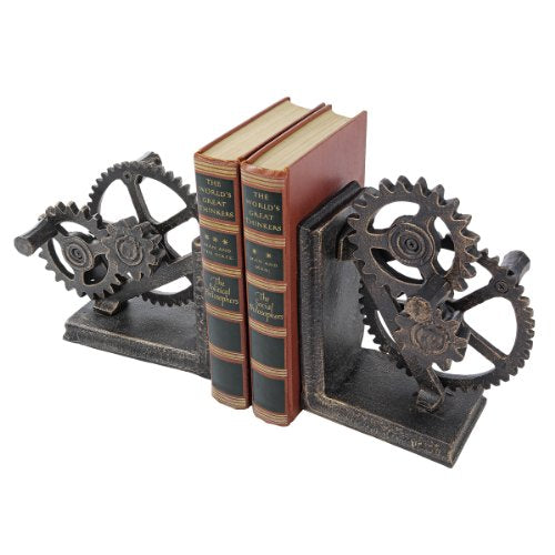 Design Toscano Industrial Gear Sculptural Iron Bookends