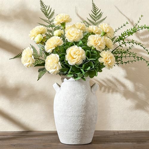 Ceramic Flower Vase Home Decor, 9.76 Inch Large White Decorative Vase, Rustic Farmhouse Vase for Living Room Bedroom Kitchen Table Office Centerpiece Decorations, Holiday & Wedding - color: 013-2