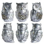Pigort Unique Owl Statue Figurine - Mechanical Steampunk Style Polyresin Sculpture - 6.6-inch High - Ideal Gift for Boys and Boys' Room Decor