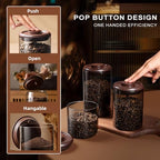 Ankou Glass Coffee Canister 900ml x 2 Jar, Airtight Food Storage Container with Pop Lid, Kitchen High Borosilicate Glass Contianers For Tea Coffee Bean Sugar - color: 900ml * 2 Coffee