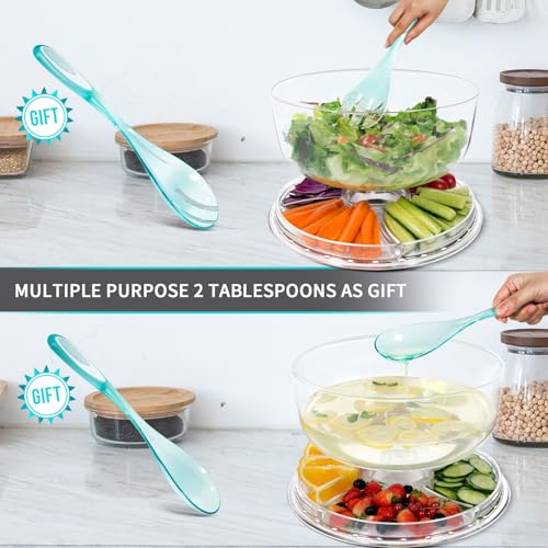 Masthome Cake Stand with Demo Cover, 6 in 1 Multi-Functional Serving Platter Display Stand for Christmas Wedding Party, Acrylic Cake Plate/Salad Bowl/Dessert Platter, BPA-Free, Send 2 Spoon - color: Acrylic Cake Stand With Lid
