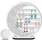 Kathfly Large Boho Moon Wooden Earring Display Organizer Stand Gift 10 Inch Floral Goth Earrings Stud Jewelry Holder Dangle Hanging Holder Gift for Women(White) - color: White