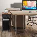 Computer Tower Stand PC Tower Stand with Storage Drawer 2 Tier Wood Rolling CPU Holder Stand Mobile Printer Cart on Wheels for Home Office, Industiral Brown and Black - color: Brown