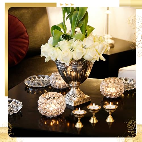 20 Pcs Brass Candle Holder, 2.46 Inch Ghee Lamp Butter Lamp Holder Copper Butter Lamp Cups Metal Golden Cup Candle Holders for Diwali Pooja Devas Diya Mother's Day Weddings Home Decor