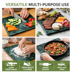 Marble Cheese and Pastry Board 16 x 12 Inch – Natural Carrara Marble Cutting Board and Serving Tray for Dough, Bread, Pizza, Charcuterie – Heavy, Non-Slip, Gift-Ready. - color: Green, size: 16"L x 12"W