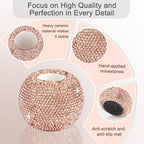 Vixdonos Round Resin Rhinestones Candlestick Holders Set of 3 Ceramic Candle Holder Bulk for Taper Candles,Rose Gold - color: Rhinestones-rose Gold