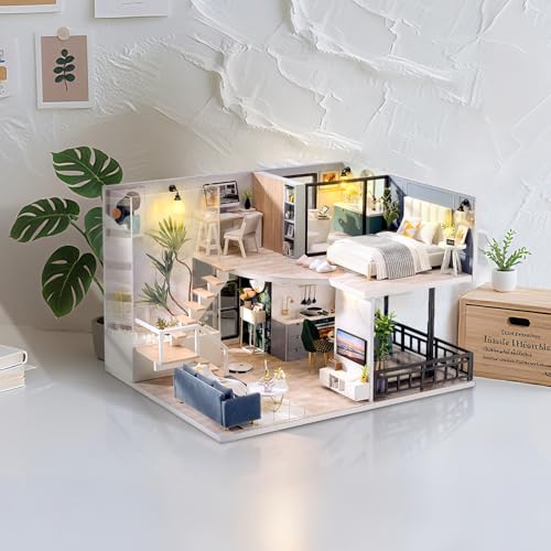 Fsolis DIY Miniature Dollhouse Kit - Tiny House Modern Mini Scene Kit 3D Puzzles for Adults and Teenagers, Gifts for Women Teenagers Craft Lovers (Cozy Time) - style: Cozy Time